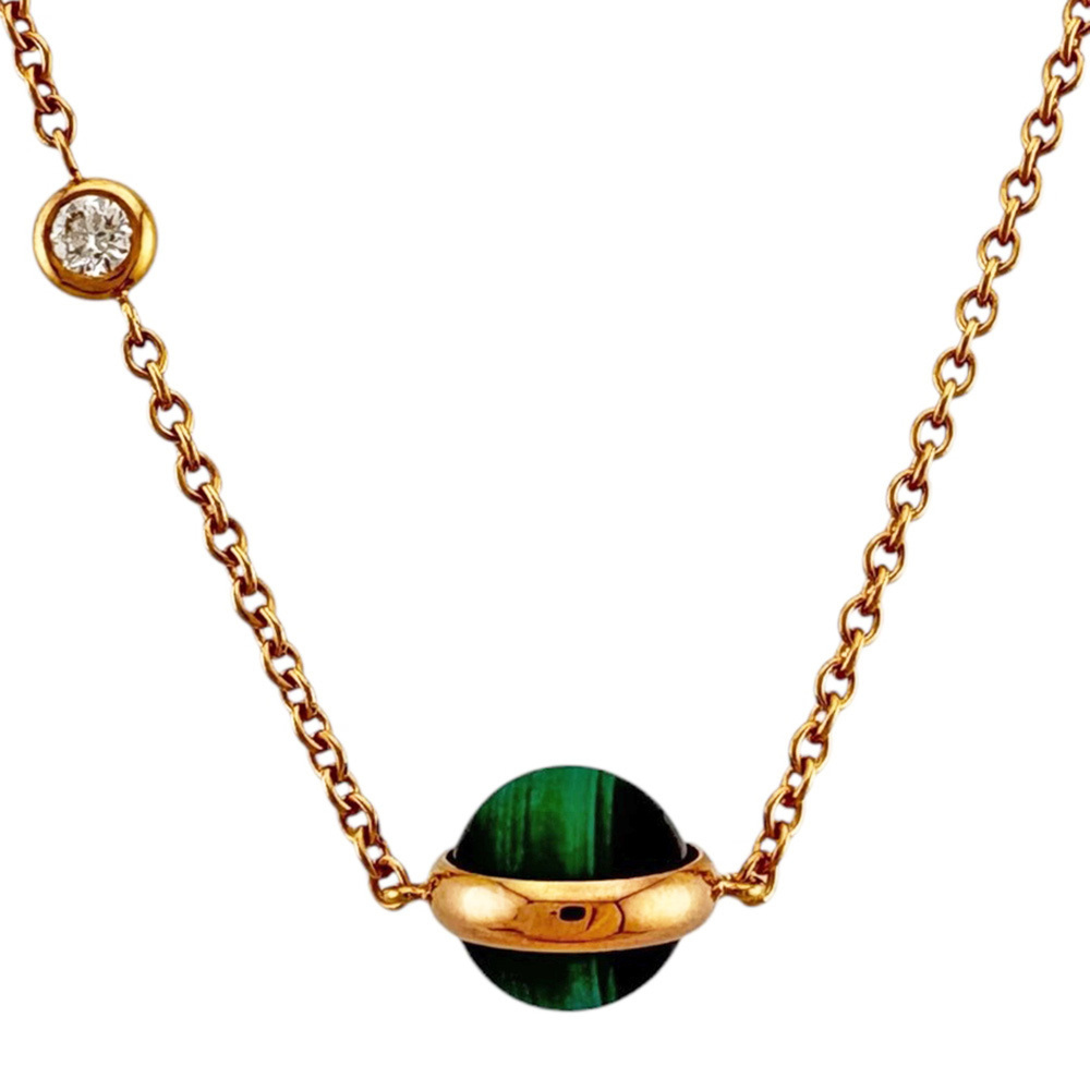 Piaget Possession Necklace, 18K Pink Gold, Malachite and Diamond, Women's PIAGET